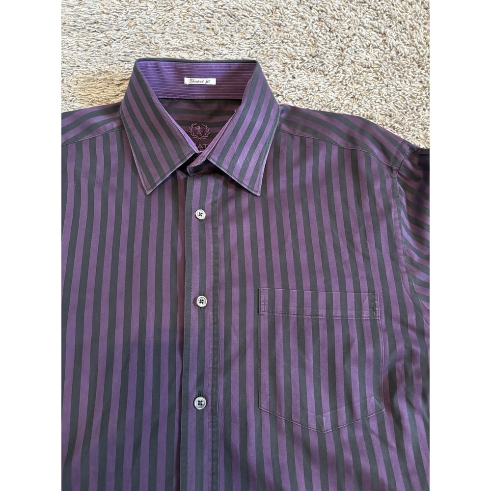 Bugatchi Uomo Mens Dress Shirt Large Stripes Button Up Classic Fit